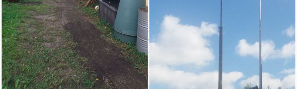 Fotos von der Modernisierung der Flutlichtanlage auf dem Sportplatz Lomnitz
