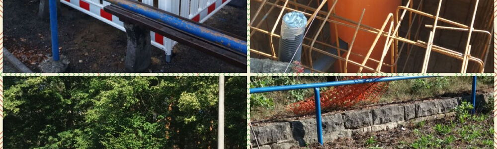 Bilder vom Baubeginn an der neuen Flutlichtanlage auf dem Sportplatz Lomnitz am 25.08.2020